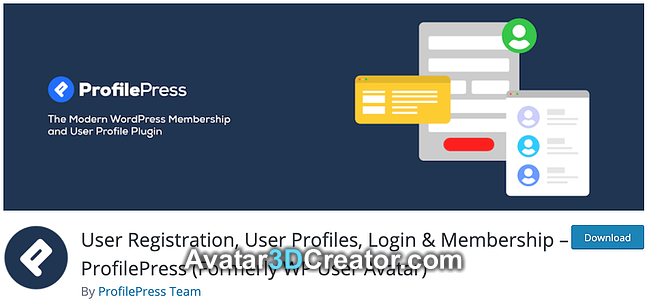 download page for the avatar wordpress plugin profilepress